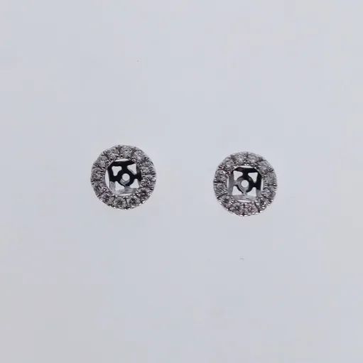 Halo Diamond Studs in 18k White Gold