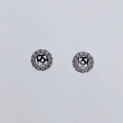 Halo Diamond Studs in 18k White Gold
