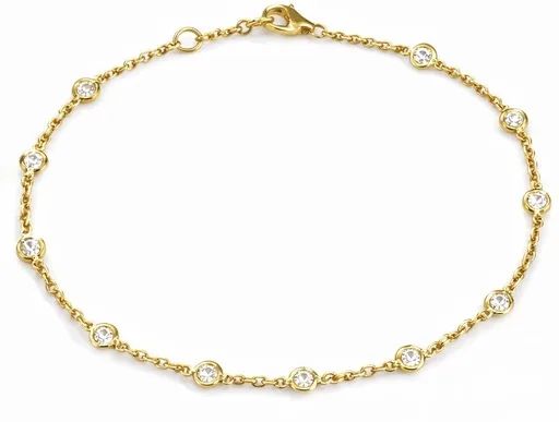Round Bezel-Set Diamond Chain Bracelet in 18ct Yellow Gold