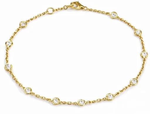 Round Bezel-Set Diamond Chain Bracelet in 18ct Yellow Gold