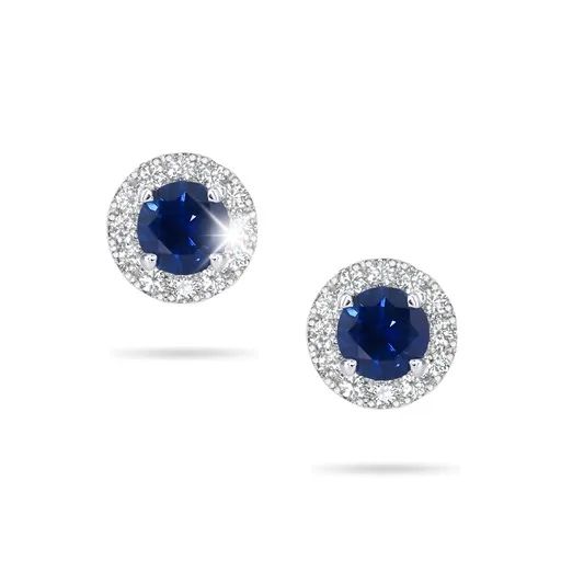 Sapphire & Diamond Halo Stud Earrings in 950 Platinum