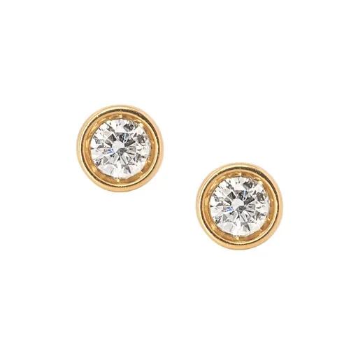 Bezel-Set Diamond Stud Earrings with Butterflies in 18ct Yellow Gold