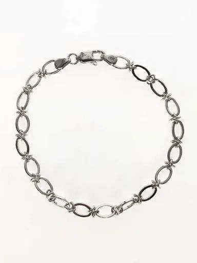 White Gold Oval & Twist Link Bracelet