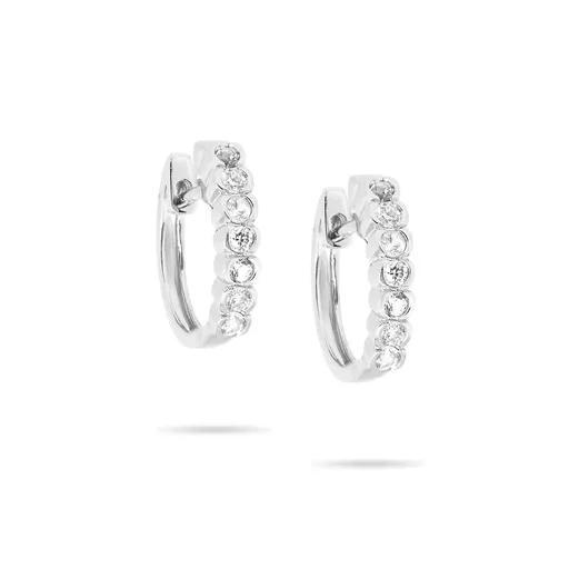 Half Bezel Huggie Earrings in 950 Platinum