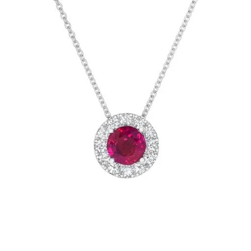 Ruby & Diamond Pendant in 950 Platinum