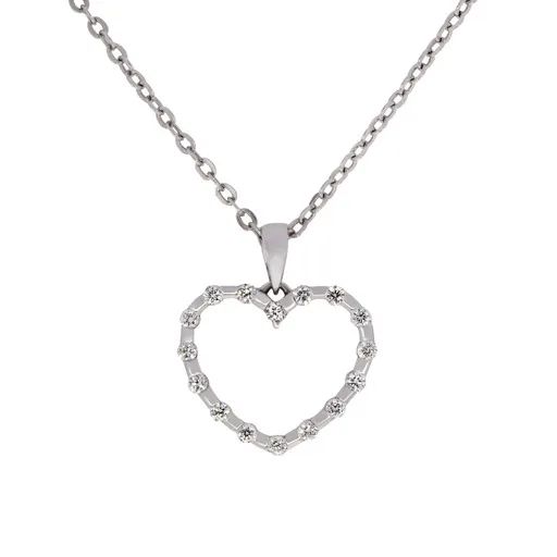 Open Heart Pendant in 18ct White Gold