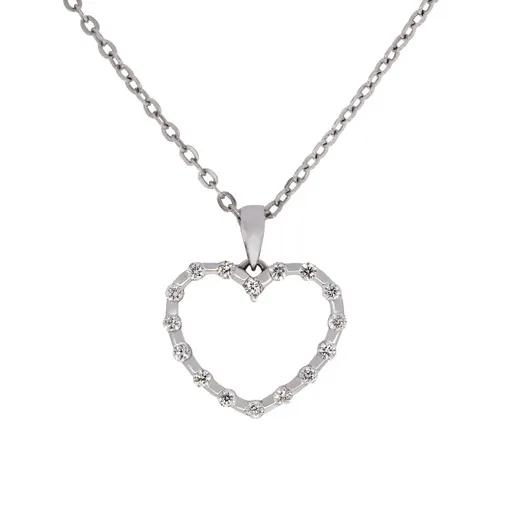 Open Heart Pendant in 18ct White Gold