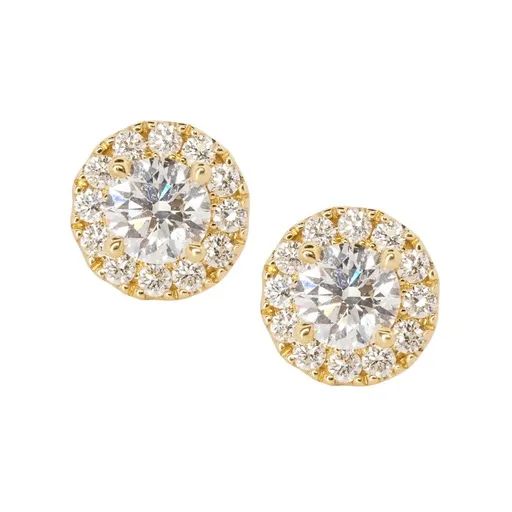 Diamond Halo Earrings in 18ct Yellow Gold