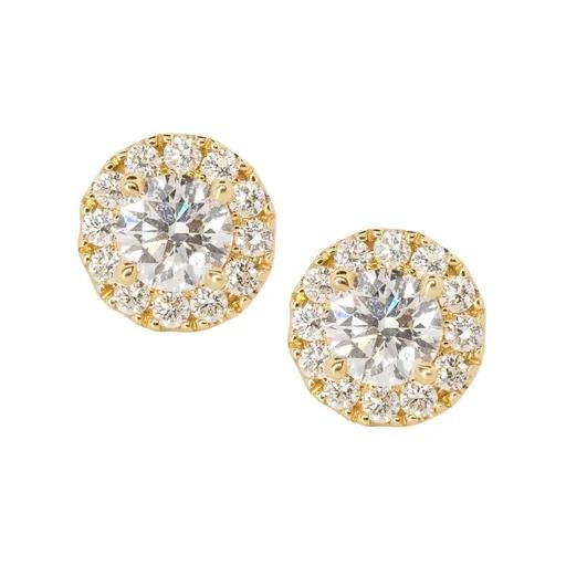 Diamond Halo Earrings in 18ct Yellow Gold