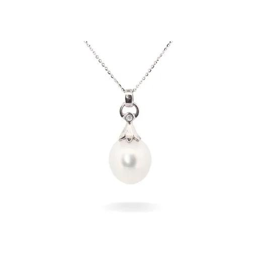 Drop Pendant with South Sea Pearl & Diamonds in 18k White Gold