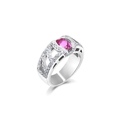 Oval Pave Wedding Band Ring in 18ct White Gold with Sapphire & Diamonds
