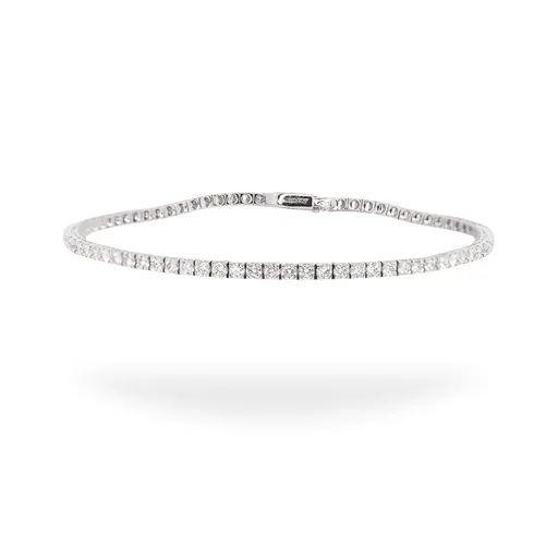 Thin Tennis Bracelet in 18ct White Gold, 18cm