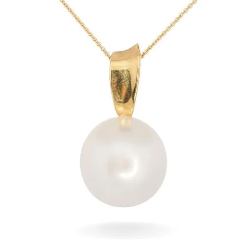 Oval South Sea Pearl Pendant in 18ct Yellow Gold, Cool Lustre