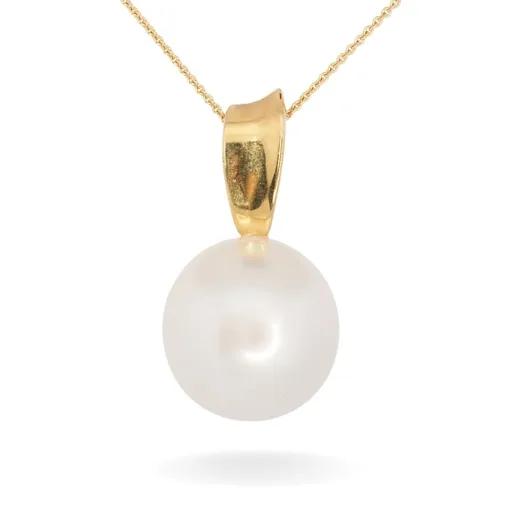Oval South Sea Pearl Pendant in 18ct Yellow Gold, Cool Lustre
