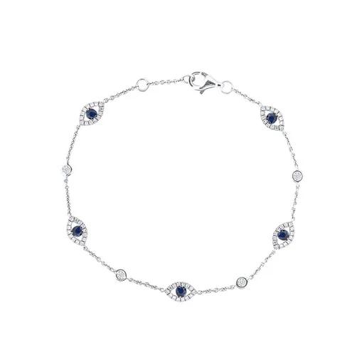 Sapphire & Diamond Chain Bracelet in 18ct White Gold