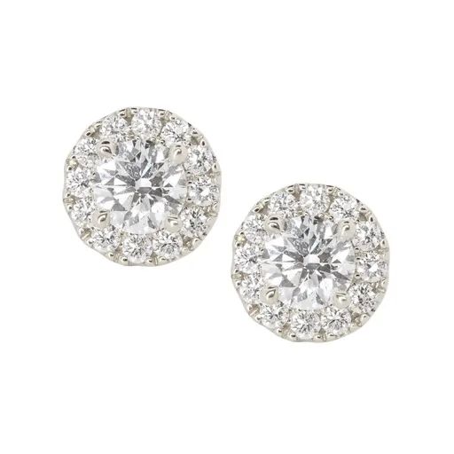 Halo Diamond Studs in 18ct White Gold
