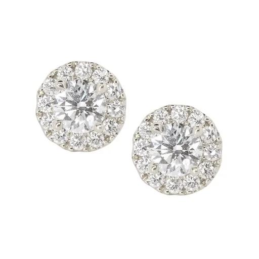 Halo Diamond Studs in 18ct White Gold