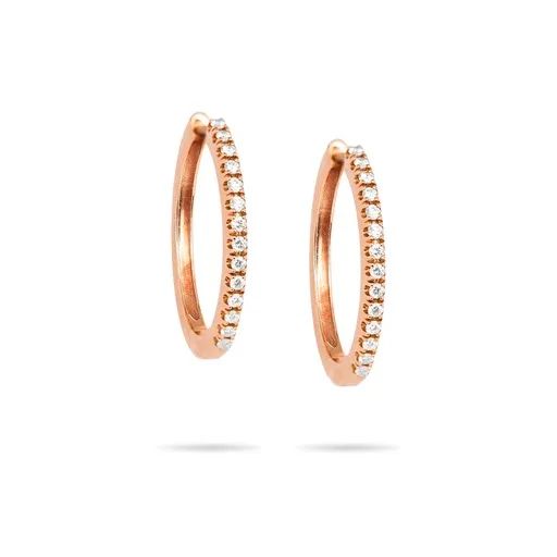 Oval Hoop Earrings in 18ct Rose Gold with Diamonds