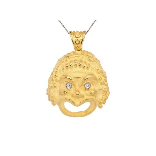 Diamond Mask Pendant in 18k Yellow Gold