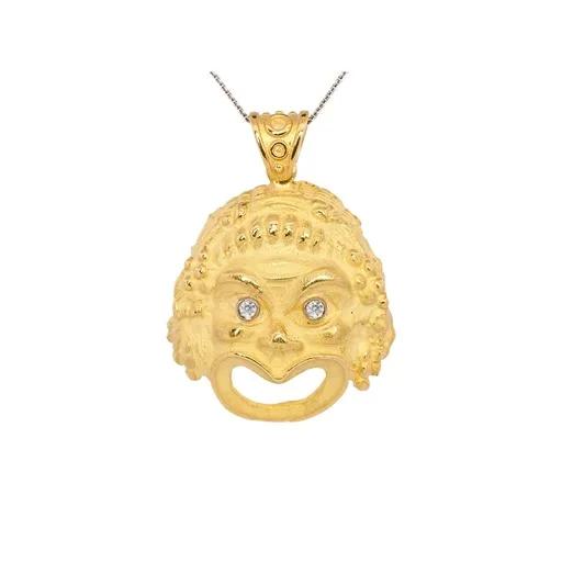 Diamond Mask Pendant in 18k Yellow Gold