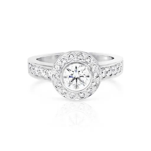 Bezel & Pave Diamond Ring in 18ct White Gold