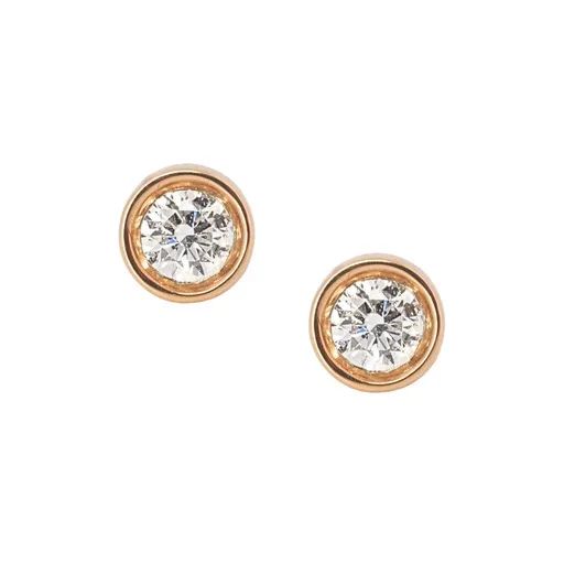 Bezel-Set Diamond Stud Earrings with Butterflies in 18ct Rose Gold