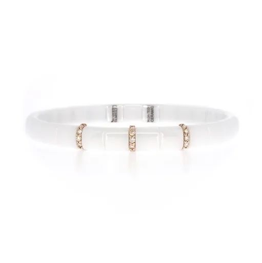 Ceramic Three Row Bracelet in 18ct White Gold