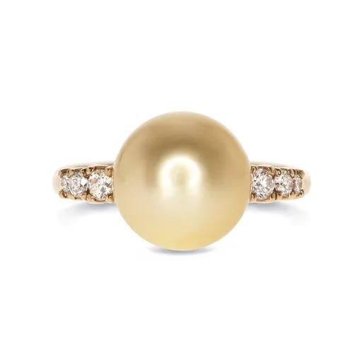 Australian South Sea Pearl & Diamond Ring in 18ct Rose Gold