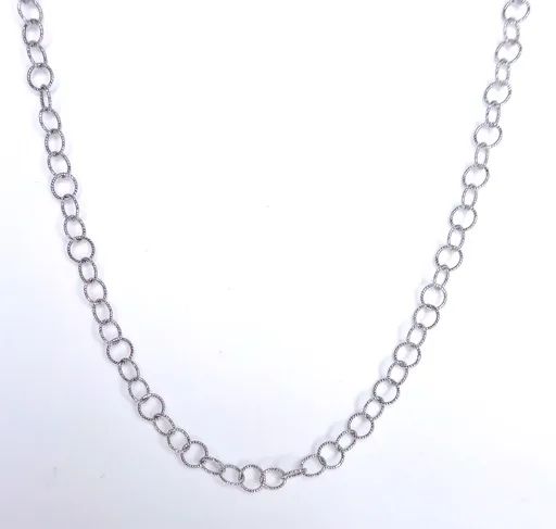 Satin Round Link Chain in 18ct White Gold, 45cm