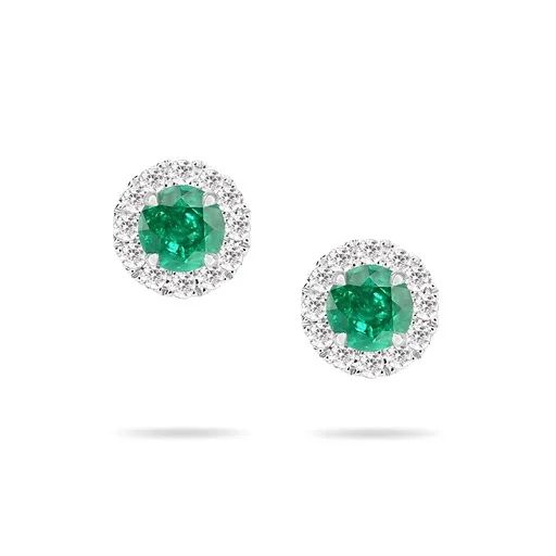 Emerald & Diamond Earrings in 950 Platinum