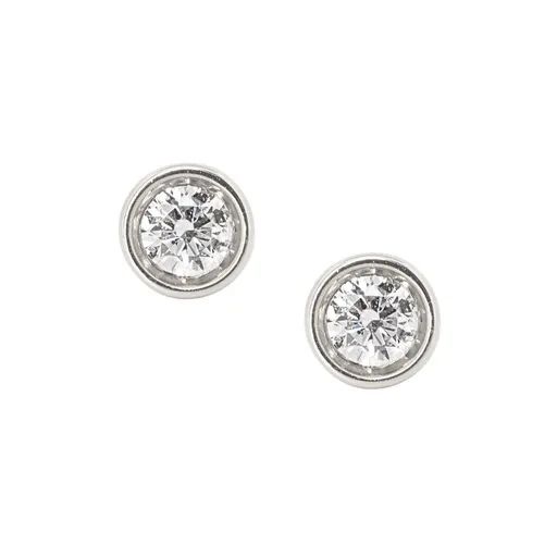 Bezel-Set Diamond Studs in 18k White Gold