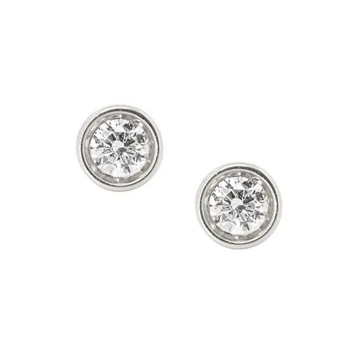 Bezel-Set Diamond Studs in 18k White Gold