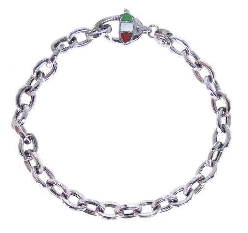 Oval Enamel Bracelet in 18ct White Gold, 19.5cm