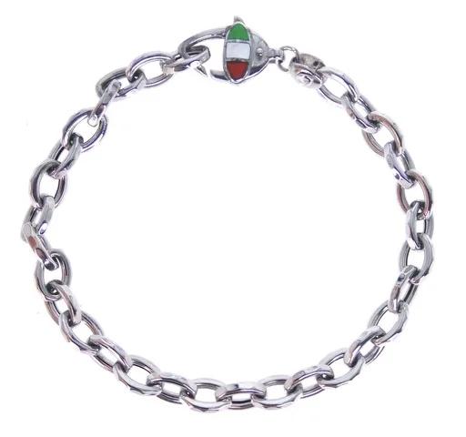 Oval Enamel Bracelet in 18ct White Gold, 19.5cm