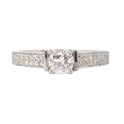 Solitaire Pave Engagement Ring in 18ct White Gold, VGVGGNO