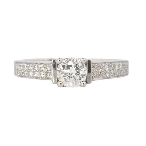 Solitaire Pave Engagement Ring in 18ct White Gold, VGVGGNO
