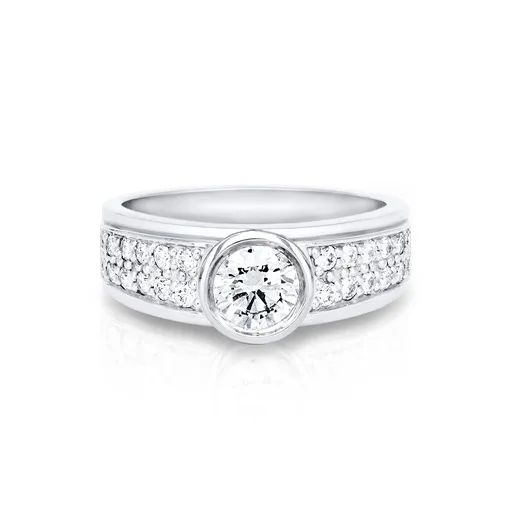 Alvaro Bezel Row Pave Ring in 18ct White Gold, FVS2