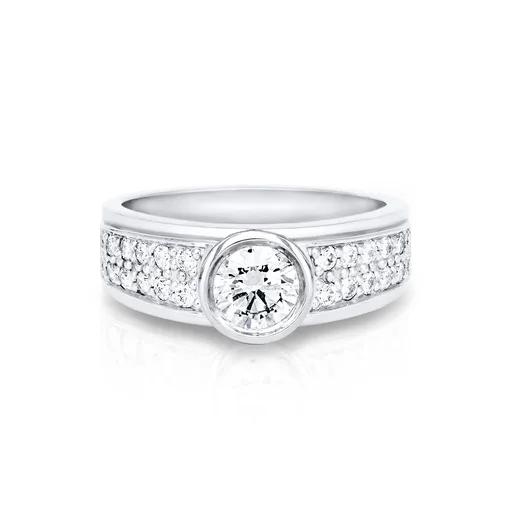 Alvaro Bezel Row Pave Ring in 18ct White Gold, FVS2