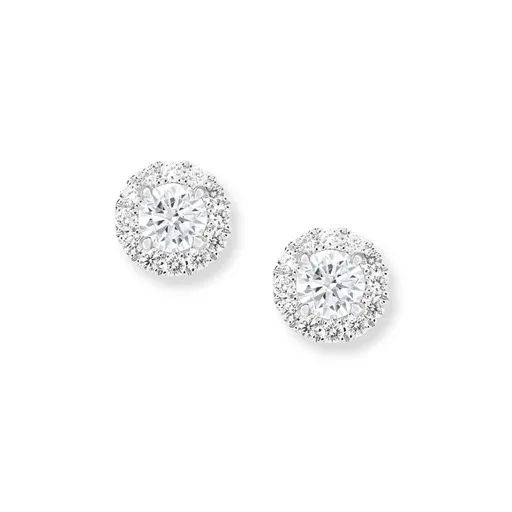 Halo Diamond Earrings in 950 Platinum