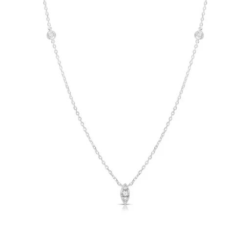 Marquise Pave Floating Diamond Pendant in 18ct White Gold