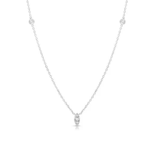 Marquise Pave Floating Diamond Pendant in 18ct White Gold