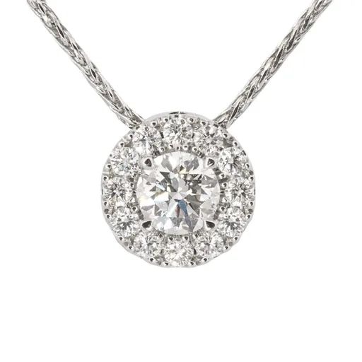 Halo Diamond Pendant in 950 Platinum, Slider