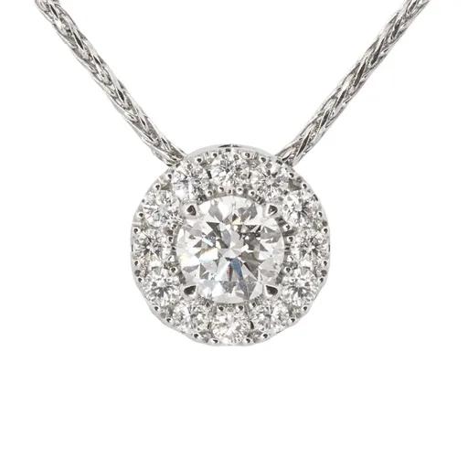 Halo Diamond Pendant in 950 Platinum, Slider