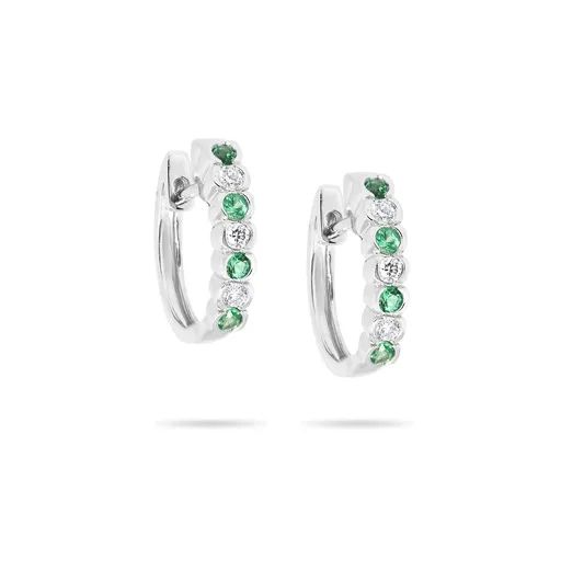 Emerald & Diamond Huggie Earrings in 950 Platinum