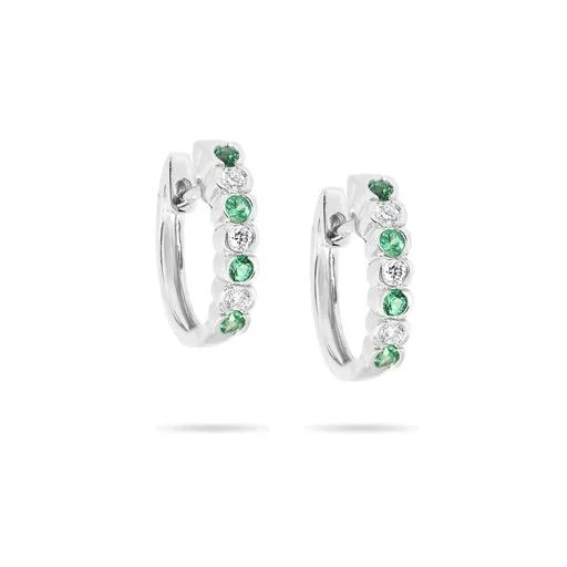 Emerald & Diamond Huggie Earrings in 950 Platinum