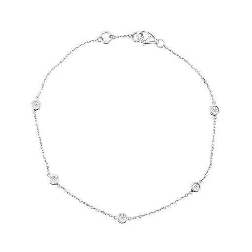 Floating Diamond Chain Bracelet in 18ct White Gold, 17-18cm
