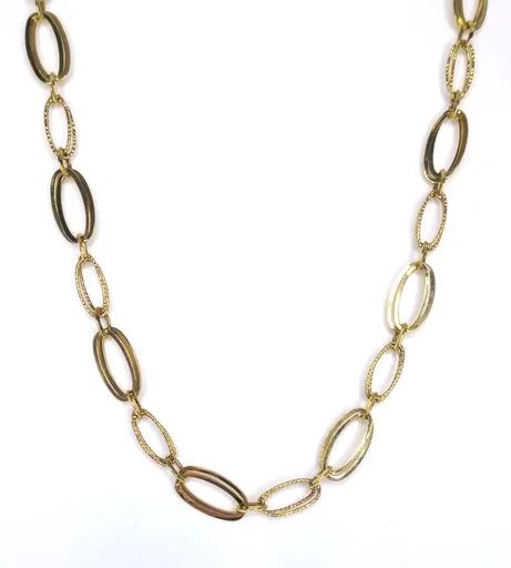 Light Textured Link Chain in 18ct Yellow Gold, 77cm