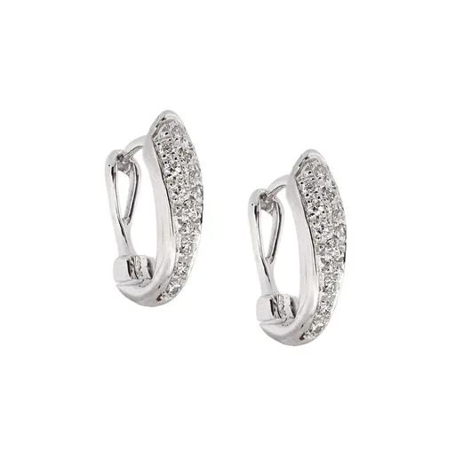 Pave Huggie Earrings in 18ct White Gold