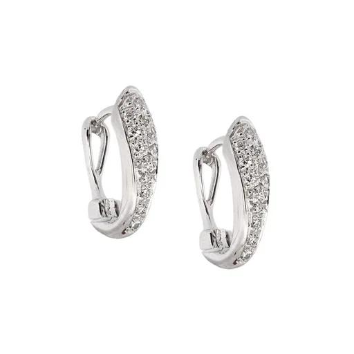 Pave Huggie Earrings in 18ct White Gold