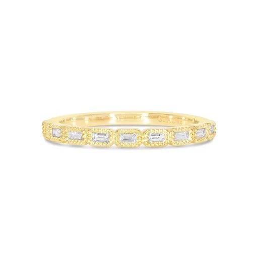 Baguette Diamond Bezel Milgrain Eternity Ring in 18ct Yellow Gold